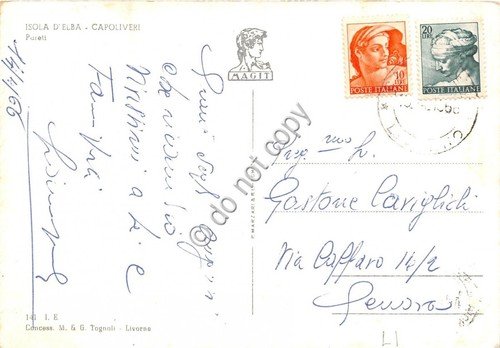 Cartolina Isola d'Elba Capoliveri spiaggia 1966
