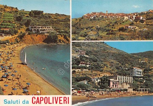 Cartolina Isola d'Elba Capoliveri vedute varie spiaggia case anni '70 | Immagine principale