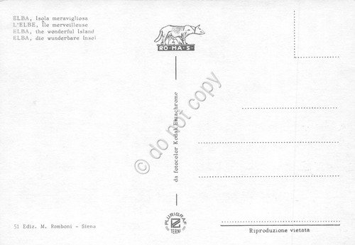 Cartolina Isola d'Elba mappa dell'isola con indicazioni anni '70