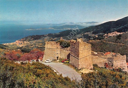 Cartolina Isola d'Elba Marciana Fortezza Pisana panorama costa anni '70