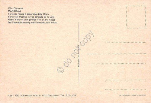 Cartolina Isola d'Elba Marciana Fortezza Pisana panorama costa anni '70