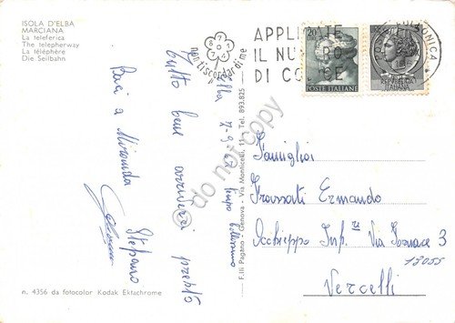 Cartolina Isola d'Elba Marciana la teleferica animata timbro targhetta PT … | Immagine Gallery 2