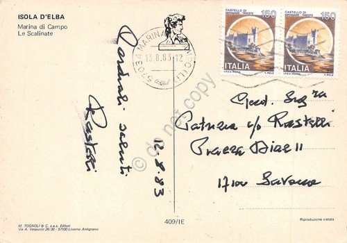 Cartolina Isola d' Elba Marina di Campo le scalinate cesti … | Immagine Gallery 2