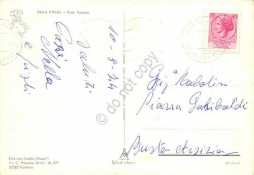 Cartolina Isola d'Elba Porto Azzurro 1974 auto d'epoca barche (Livorno) | Immagine Gallery 2
