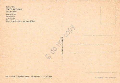 Cartolina Isola d'Elba Porto Azzurro Panorama aereo anni '70