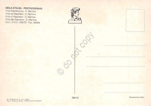 Cartolina Isola d'Elba Portoferraio Villa Napoleonica S. Martino anni '90
