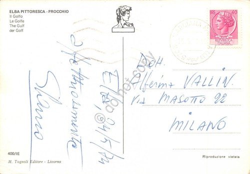Cartolina Isola d'Elba Procchio il golfo 1974 (Livorno)