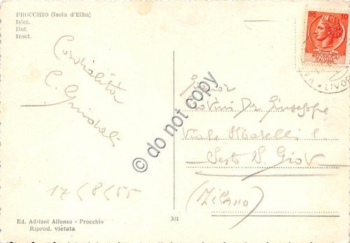 Cartolina Isola d'Elba Procchio Isolotto 1955