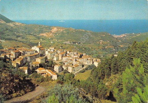 Cartolina Isola d'Elba Rio nell'Elba case dall'alto anni '90