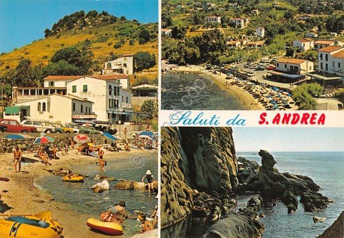Cartolina Isola d'Elba S. Andrea vedute varie mare case spiaggia …