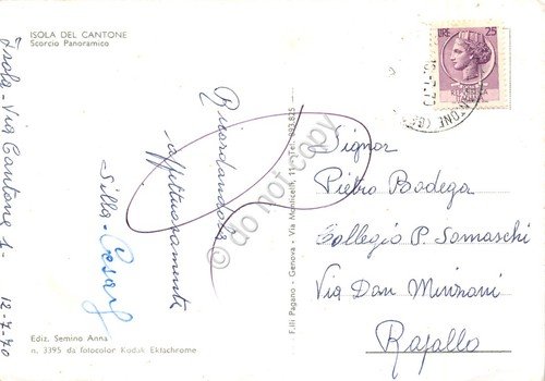 Cartolina Isola del Cantone panorama paese ponte case ferrovia 1970 | Immagine Gallery 2