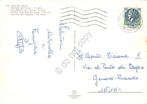 Cartolina Isola del Giglio panorama aereo il porto (Grosseto)