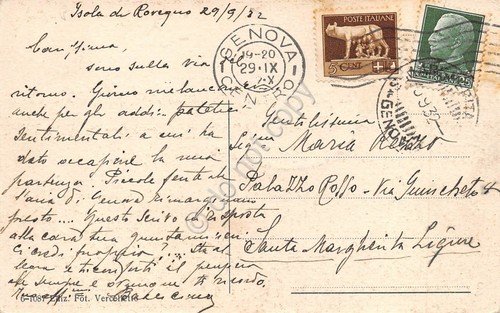 Cartolina Isola di Rovegno Val Trebbia Panorama 1932