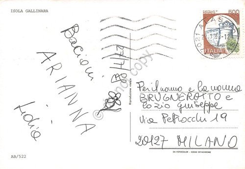 Cartolina Isola Gallinara panorama dal mare 1988 | Immagine Gallery 2