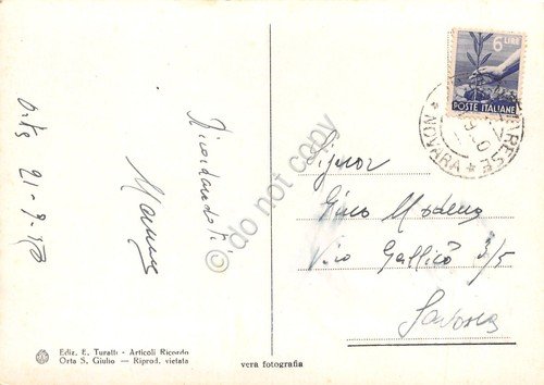 Cartolina Isola San Giulio vista da Orta terrazza e barche … | Immagine Gallery 2