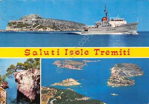 Cartolina Isole Tremiti 3 vedute panorama traghetto (Foggia) | Immagine principale