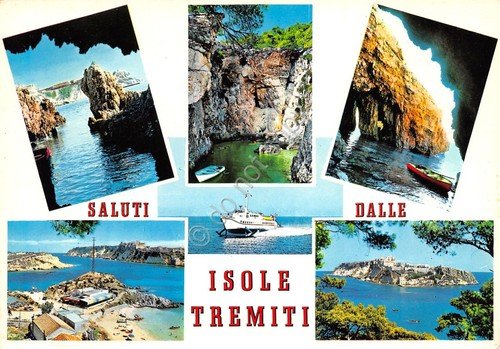 Cartolina Isole Tremiti vedute varie San Nicola S. Domino Aliscafo | Immagine principale