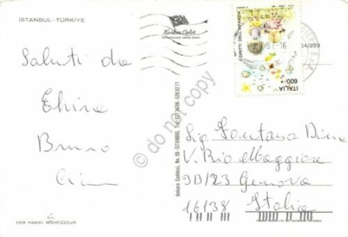 Cartolina Istanbul panorama aereo con località anni '90