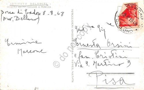 Cartolina Istituto Dolomiti S. Vito di Cadore 1948