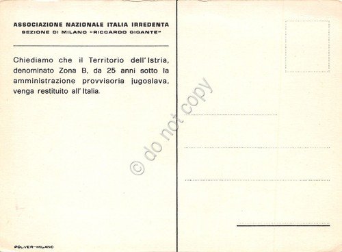 Cartolina Italia Irredenta Sez. Milano Mappa cartina