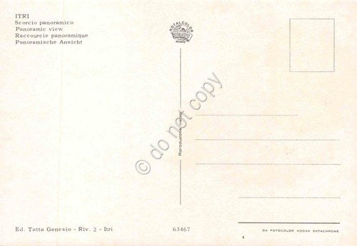 Cartolina Itri panorama città dall'alto vie edifici case anni '80