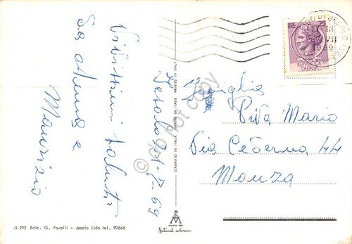 Cartolina Jesolo Lido notturno vedute 1969