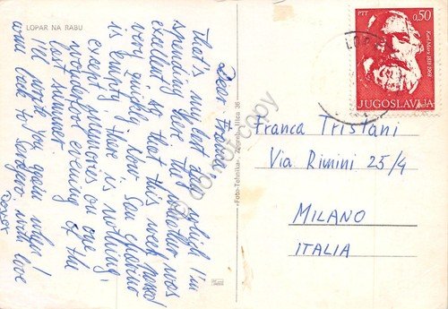 Cartolina Jugoslavia Lopar Na Rabu spiaggia Citroen DS anni '60 | Immagine Gallery 2