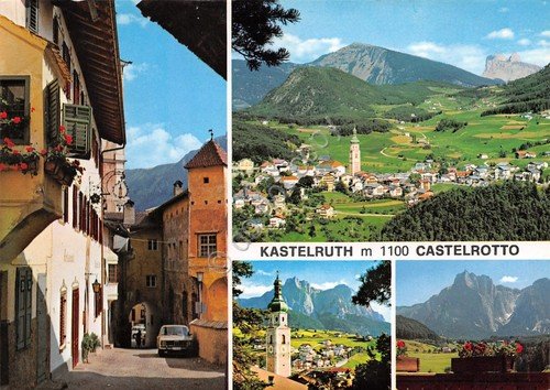 Cartolina Kastekruth Castelrotto 4 vedute panorama via paese (Bolzano) | Immagine principale