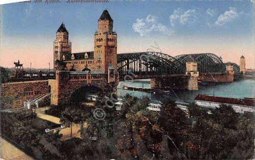 Cartolina Koln ponte treno illustrata | Immagine principale