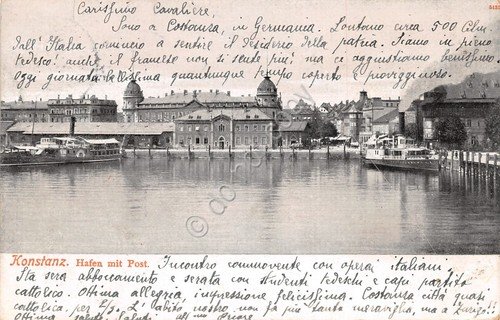 Cartolina Kostanz Hafen mit Post 1908 | Immagine principale