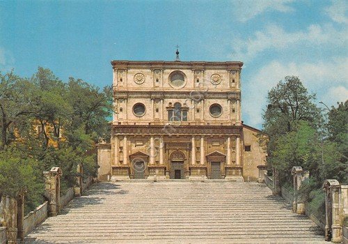Cartolina L'Aquila Chiesa di San Bernardino facciata e scalinata