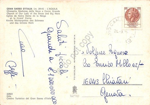Cartolina L'Aquila Chiesa Madonna della Neve e Corno Grande (L'Aquila)