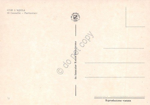 Cartolina L'Aquila fontanelle 99 Cannelle particolare