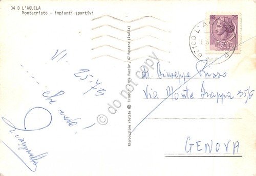 Cartolina L'Aquila Montecristo Impianti sportivi sci sciatori skilift 1973 | Immagine Gallery 2