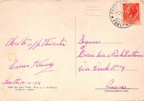 Cartolina La Fratta Istituto Nazionale Previdenza Sociale Animata auto d'epoca