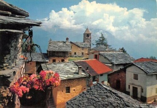 Cartolina La Losa Val Susa panorama con chiesa della Madonna …