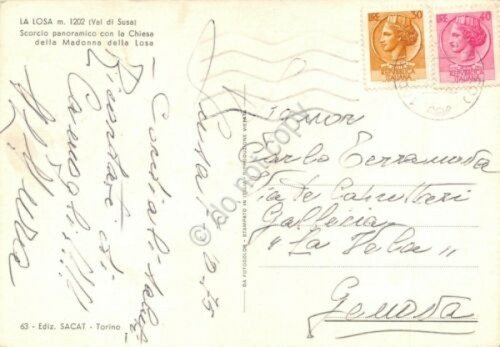 Cartolina La Losa Val Susa panorama con chiesa della Madonna …