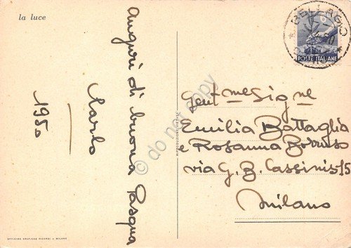 Cartolina la luce illustrata ed Ricordi 1950