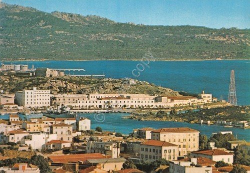 Cartolina La Maddalena panorama parziale case