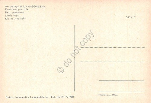 Cartolina La Maddalena panorama parziale case dal mare