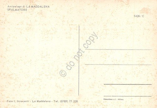 Cartolina La Maddalena Spalmatore spiaggia dall'alto