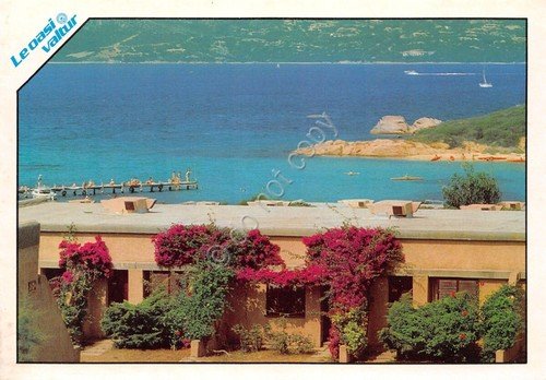 Cartolina La Maddalena Villaggio Santo Stefano spiaggia e abitazioni Valtur