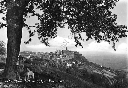 Cartolina La Morra Panorama bambina con cane 1961 | Immagine principale