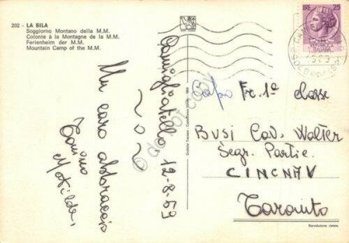 Cartolina La Sila soggiorno montano della M.M. colonie 1969