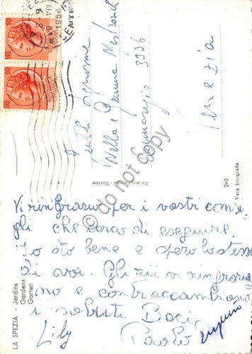 Cartolina La Spezia Giardini 1956