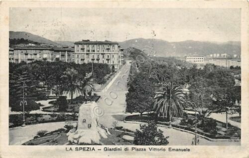 Cartolina La Spezia Giardini Piazza V. Emanuele 1931