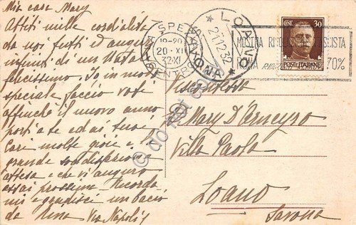 Cartolina La Spezia Giardini Pubblici 1932