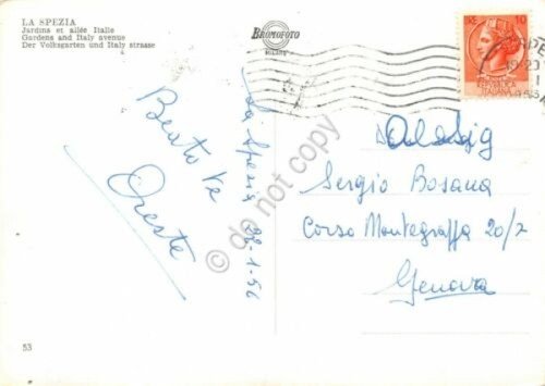 Cartolina La Spezia Giardini Viale Italia dall'alto 1956 | Immagine Gallery 2