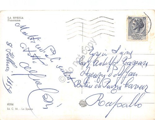 Cartolina La Spezia panorama dall'lato della baia colorata 1959 | Immagine Gallery 2