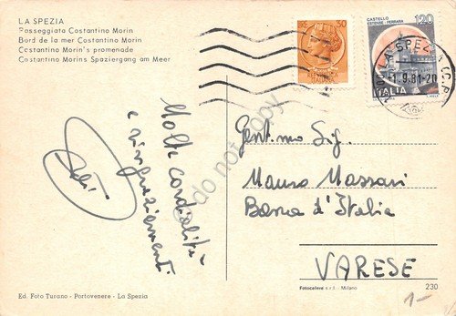 Cartolina La Spezia Passeggiata Costantino Marin 1981 distributore Agip | Immagine Gallery 2